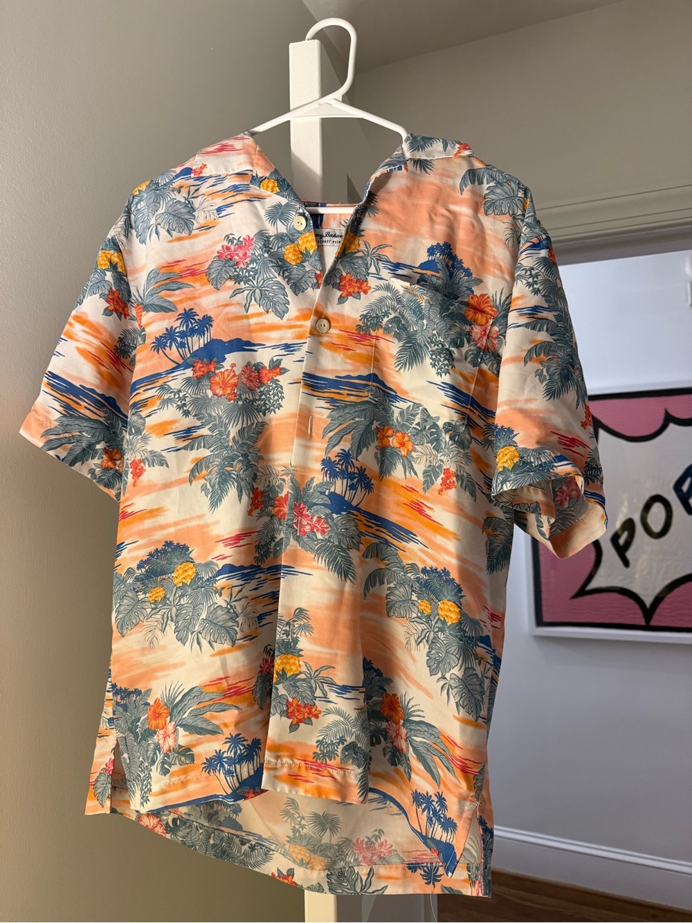 Tommy Bahama Peach Multi-Color Tropical Button-Down Shirt